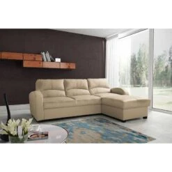 Canapé D'angle Parilla (convertible) 39 Canapé D'angle Parilla (convertible) -VIDAXL || Leitmotiv || Emma Soldes Magasin ecksofa parilla mit schlaffunktion echtleder longchair davorstehend rechts warmes beige 229 cm 4889636