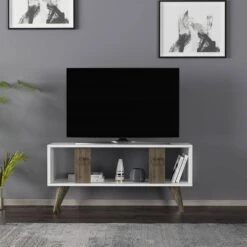Meuble TV Norsjö Effet Noyer / Blanc -VIDAXL || Leitmotiv || Emma Soldes Magasin f1c31e0859e3414b893a5df600fbc360