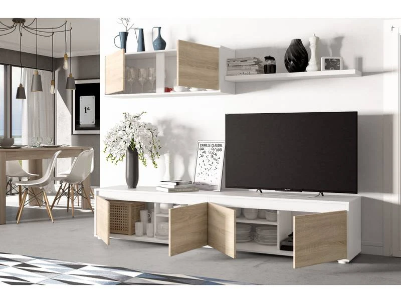 Meuble TV 4 Portes L200 Cm Avec étagères 5 Meuble TV 4 Portes L200 Cm Avec étagères – Image 3