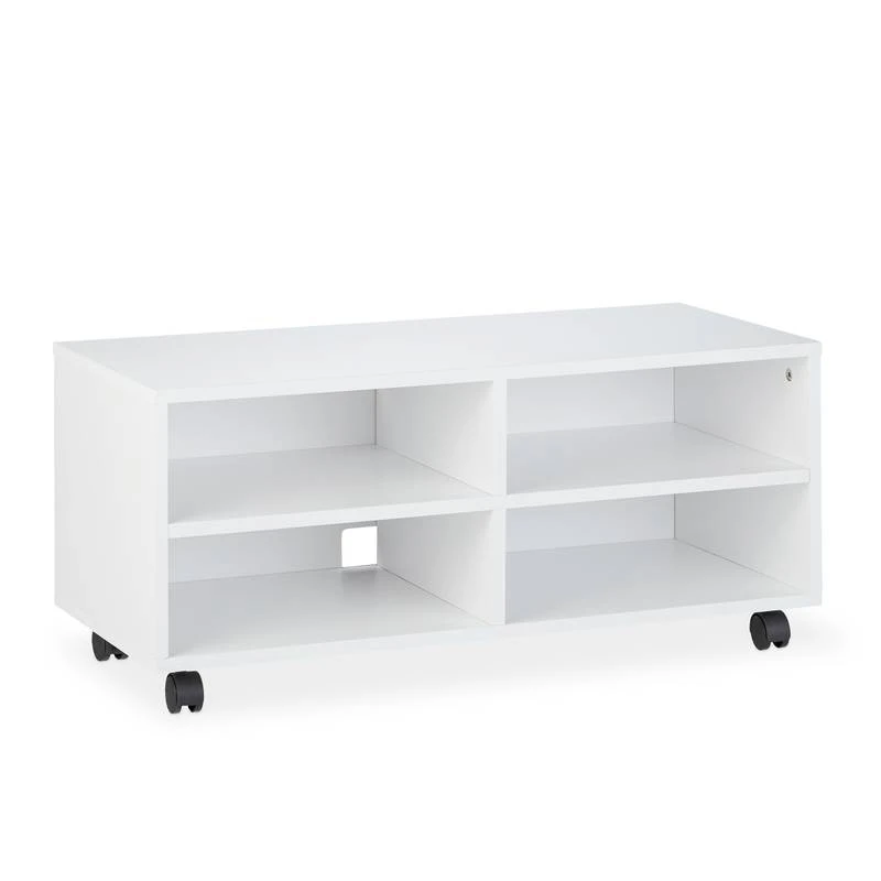 Meuble TV Avec 4 Compartiments Sur Roues 7 Meuble TV Avec 4 Compartiments Sur Roues – Image 5