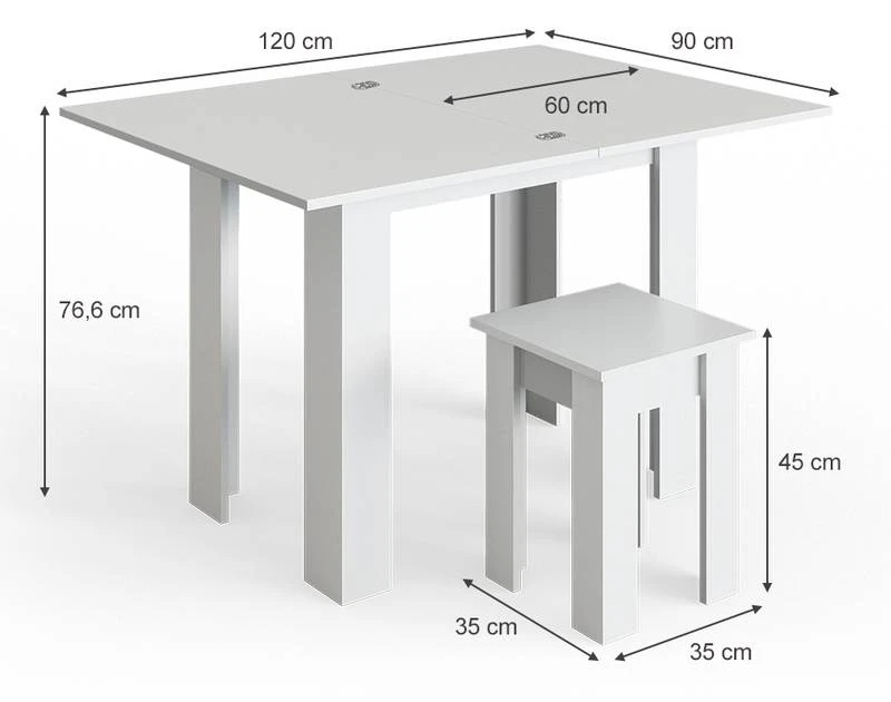 Table à Manger Roman Blanche & Tabouret 8 Table à Manger Roman Blanche & Tabouret – Image 6