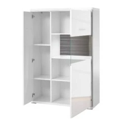 Buffet Kushiro II -VIDAXL || Leitmotiv || Emma Soldes Magasin highboard arco ii hochglanz weiss grau glastuer rechts 4711196