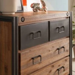 Buffet MANCHESTER 5 Tiroirs -VIDAXL || Leitmotiv || Emma Soldes Magasin kommode manchester ii akazie massiv metall 4876428