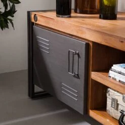 Meuble TV MANCHESTER 2 Rangements Droite -VIDAXL || Leitmotiv || Emma Soldes Magasin lowboard manchester i akazie massiv metall 4872716