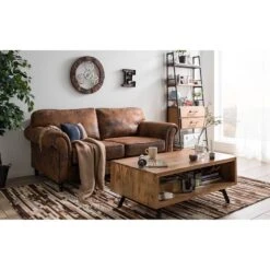 Canapé Sombrero (3 Places) -VIDAXL || Leitmotiv || Emma Soldes Magasin sofa sombrero 3 sitzer antiklederoptik dunkelbraun 5092884