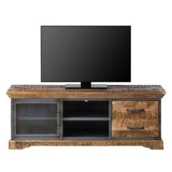 Meuble TV Hunter 15 Meuble TV Hunter -VIDAXL || Leitmotiv || Emma Soldes Magasin tv lowboard hunter mango massiv metall mango blaugrau 4414476