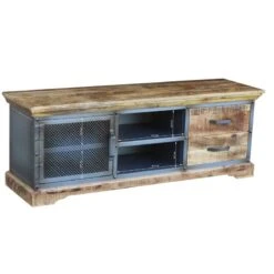 Meuble TV Hunter 22 Meuble TV Hunter -VIDAXL || Leitmotiv || Emma Soldes Magasin tv lowboard hunter mango massiv metall mango blaugrau 5091920