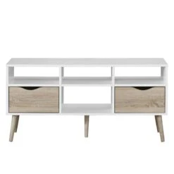 Meuble TV Sunndal I 10 Meuble TV Sunndal I -VIDAXL || Leitmotiv || Emma Soldes Magasin tv lowboard sunndal i gummibaum teilmassiv weiss eiche dekor 4753464