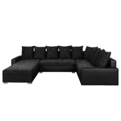 Canapé Panoramique Sibenik (convertible) -VIDAXL || Leitmotiv || Emma Soldes Magasin wohnlandschaft sibenik kunstleder strukturstoff anthrazit longchair davorstehend links ottomane rechts 4960068