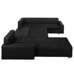 Canapé Panoramique Sibenik (convertible) -VIDAXL || Leitmotiv || Emma Soldes Magasin wohnlandschaft sibenik kunstleder strukturstoff anthrazit longchair davorstehend links ottomane rechts 4960100