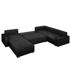 Canapé Panoramique Sibenik (convertible) -VIDAXL || Leitmotiv || Emma Soldes Magasin wohnlandschaft sibenik kunstleder strukturstoff anthrazit longchair davorstehend links ottomane rechts 4960108