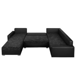 Canapé Panoramique Sibenik (convertible) -VIDAXL || Leitmotiv || Emma Soldes Magasin wohnlandschaft sibenik kunstleder strukturstoff anthrazit longchair davorstehend links ottomane rechts 4960120